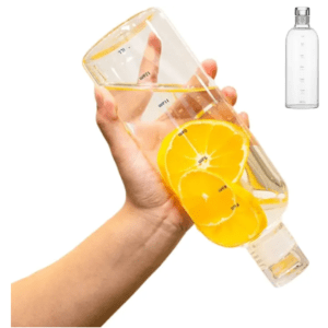 Niyama Glass Water Bottle 750ml BPA-Free Drinking Bottle with Time Markings Beverage Container for School Sport Travel Sports Water Bottles